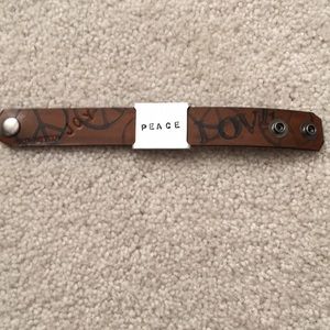 Kate Mesta PEACE leather cuff bracelet